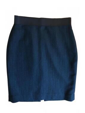 Express Navy Blue Pencil Skirt with Black Waistband, Size 6